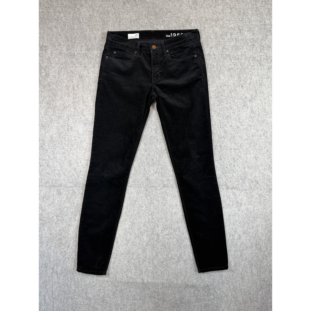 Gap Women 1969 Legging Jean 26r Black Corduroy Stretch Slim Fit Pants